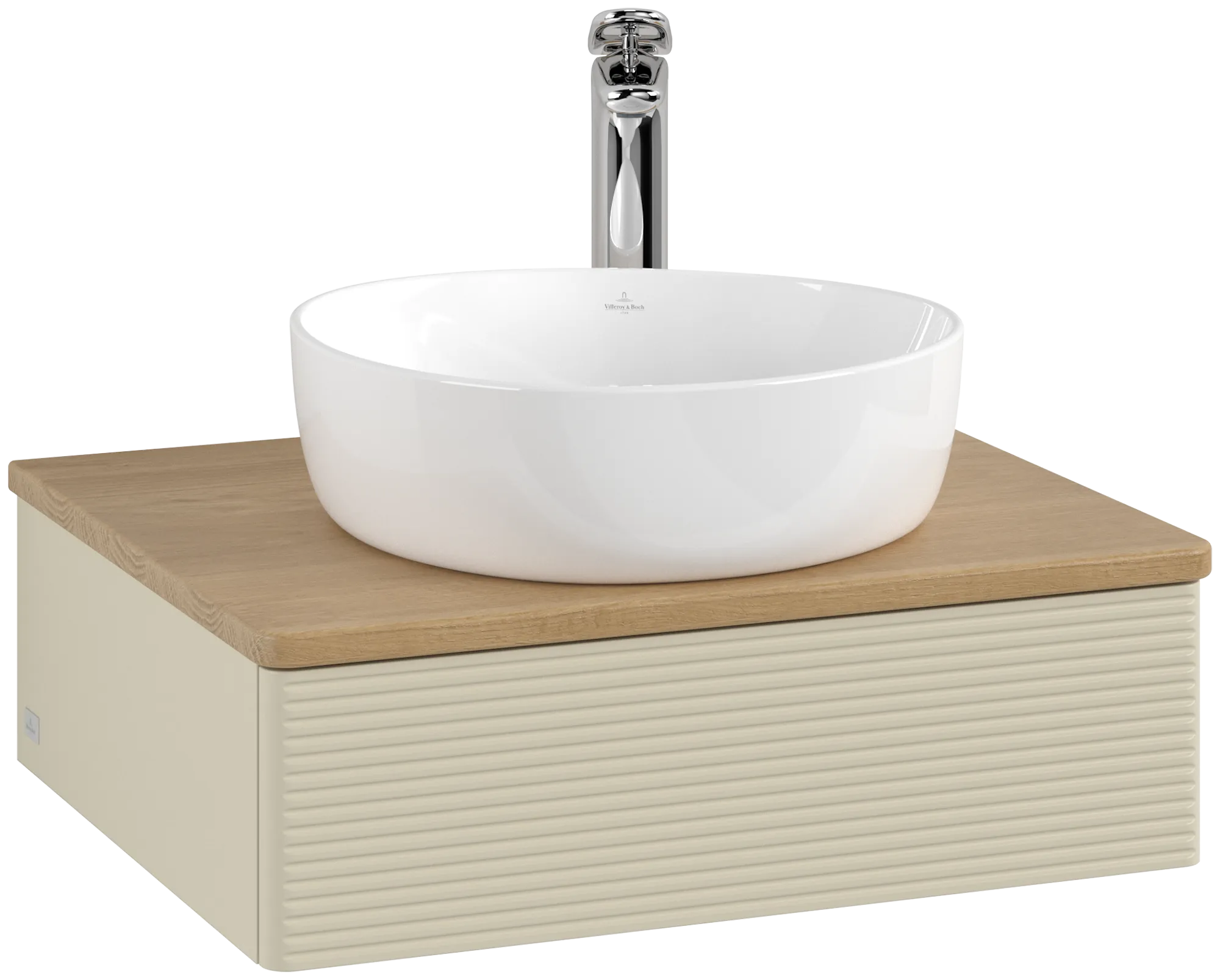 Bild von VILLEROY BOCH Antao Waschbeckenunterschrank, 1 Auszug, 600 x 190 x 500 mm, Front mit Struktur, Silk Grey Matt Lacquer / Honey Oak #K07151HJ