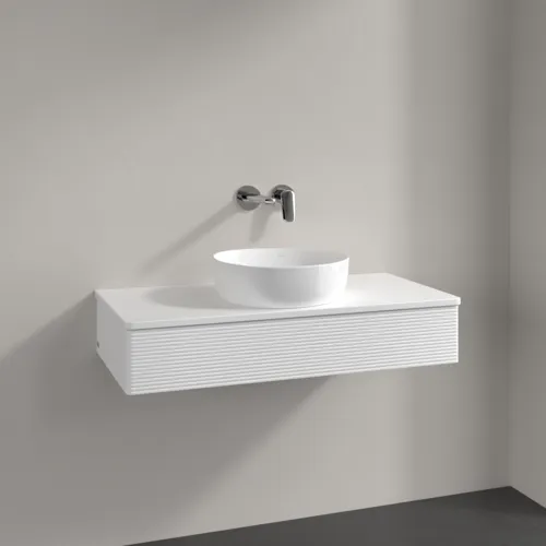 Bild von VILLEROY BOCH Antao Waschbeckenunterschrank, 1 Auszug, 1000 x 190 x 500 mm, Front mit Struktur, White Matt Lacquer / White Matt Lacquer #K09110MT