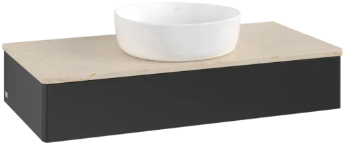 Picture of VILLEROY BOCH Antao Vanity unit, 1 pull-out compartment, 1000 x 190 x 500 mm, Front without structure, Black Matt Lacquer / Botticino #K09013PD