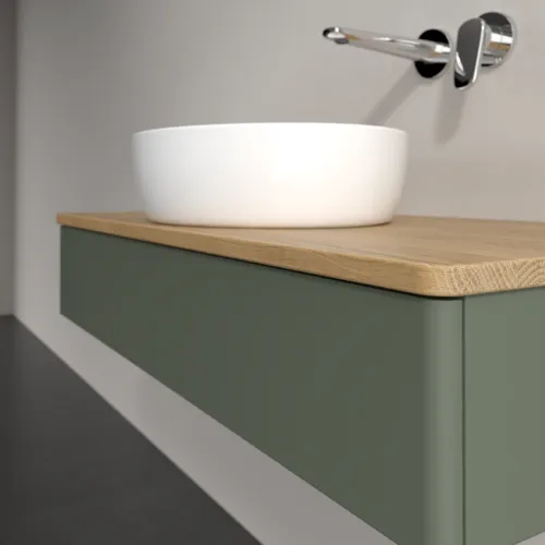 Obrázek VILLEROY BOCH Antao toaletní skříňka, 1 zásuvka, 1000 x 190 x 500 mm, přední strana bez konstrukce, Leaf Green Matt Lacquer / Honey Oak #K09011HL