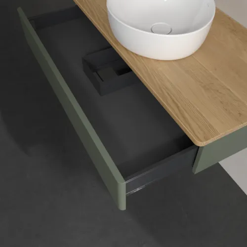 Obrázek VILLEROY BOCH Antao toaletní skříňka, 1 zásuvka, 1000 x 190 x 500 mm, přední strana bez konstrukce, Leaf Green Matt Lacquer / Honey Oak #K09011HL
