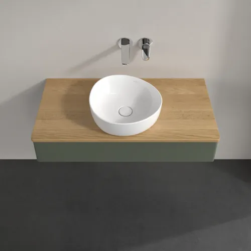 Obrázek VILLEROY BOCH Antao toaletní skříňka, 1 zásuvka, 1000 x 190 x 500 mm, přední strana bez konstrukce, Leaf Green Matt Lacquer / Honey Oak #K09011HL