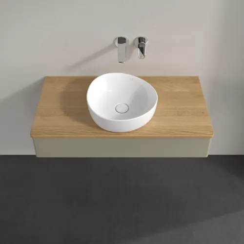 Bild von VILLEROY BOCH Antao Waschbeckenunterschrank, 1 Auszug, 1000 x 190 x 500 mm, Front ohne Struktur, Stone Grey Matt Lacquer / Honey Oak #K09011HK