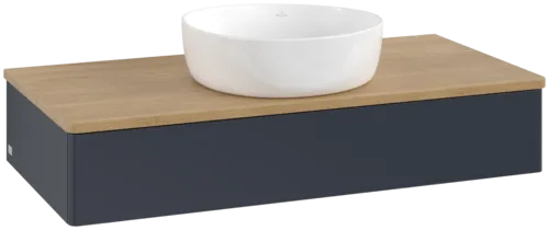 Bild von VILLEROY BOCH Antao Waschbeckenunterschrank, 1 Auszug, 1000 x 190 x 500 mm, Front ohne Struktur, Midnight Blue Matt Lacquer / Honey Oak #K09011HG