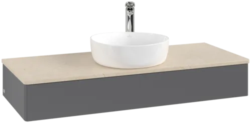 Bild von VILLEROY BOCH Antao Waschbeckenunterschrank, 1 Auszug, 1200 x 190 x 500 mm, Front ohne Struktur, Anthracite Matt Lacquer / Botticino #K10053GK