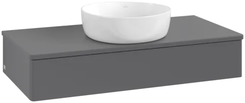Bild von VILLEROY BOCH Antao Waschbeckenunterschrank, 1 Auszug, 1000 x 190 x 500 mm, Front ohne Struktur, Anthracite Matt Lacquer / Anthracite Matt Lacquer #K09010GK