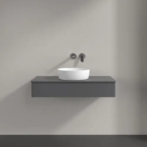 Bild von VILLEROY BOCH Antao Waschbeckenunterschrank, 1 Auszug, 1000 x 190 x 500 mm, Front ohne Struktur, Anthracite Matt Lacquer / Anthracite Matt Lacquer #K09010GK