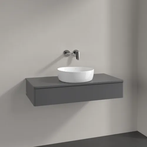 Bild von VILLEROY BOCH Antao Waschbeckenunterschrank, 1 Auszug, 1000 x 190 x 500 mm, Front ohne Struktur, Anthracite Matt Lacquer / Anthracite Matt Lacquer #K09010GK