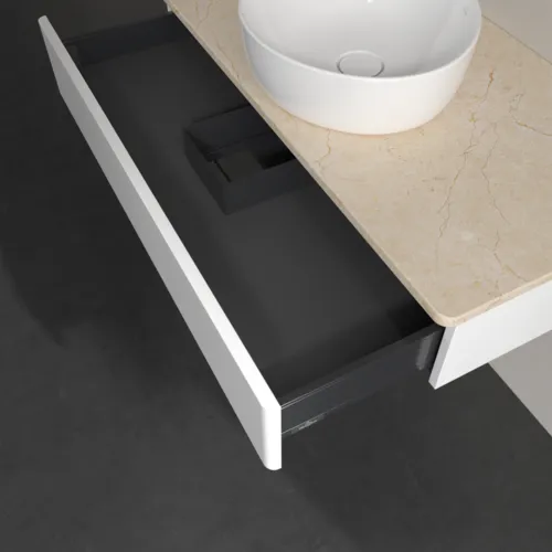 Bild von VILLEROY BOCH Antao Waschbeckenunterschrank, 1 Auszug, 1000 x 190 x 500 mm, Front ohne Struktur, White Matt Lacquer / Botticino #K09013MT