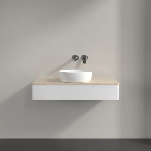 Bild von VILLEROY BOCH Antao Waschbeckenunterschrank, 1 Auszug, 1000 x 190 x 500 mm, Front ohne Struktur, White Matt Lacquer / Botticino #K09013MT