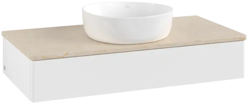 Bild von VILLEROY BOCH Antao Waschbeckenunterschrank, 1 Auszug, 1000 x 190 x 500 mm, Front ohne Struktur, White Matt Lacquer / Botticino #K09013MT