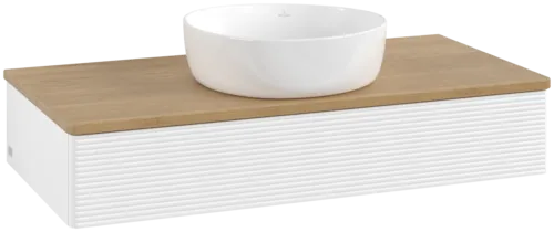 Bild von VILLEROY BOCH Antao Waschbeckenunterschrank, 1 Auszug, 1000 x 190 x 500 mm, Front mit Struktur, White Matt Lacquer / Honey Oak #K09111MT
