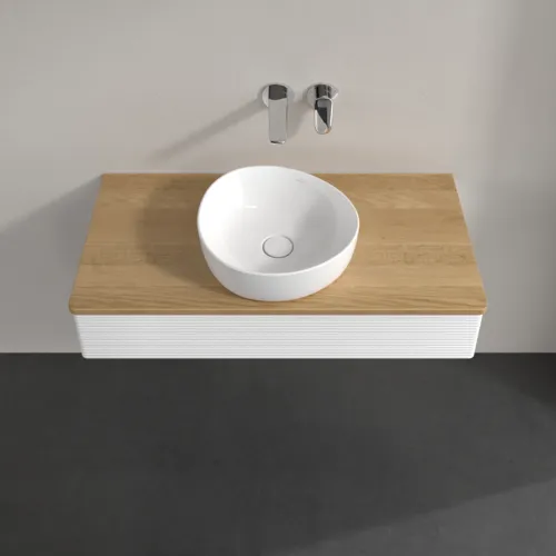 Bild von VILLEROY BOCH Antao Waschbeckenunterschrank, 1 Auszug, 1000 x 190 x 500 mm, Front mit Struktur, White Matt Lacquer / Honey Oak #K09111MT