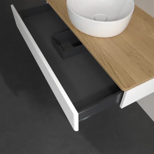 Bild von VILLEROY BOCH Antao Waschbeckenunterschrank, 1 Auszug, 1000 x 190 x 500 mm, Front mit Struktur, White Matt Lacquer / Honey Oak #K09111MT