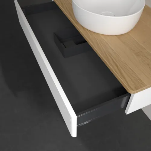 Bild von VILLEROY BOCH Antao Waschbeckenunterschrank, 1 Auszug, 1000 x 190 x 500 mm, Front mit Struktur, White Matt Lacquer / Honey Oak #K09111MT