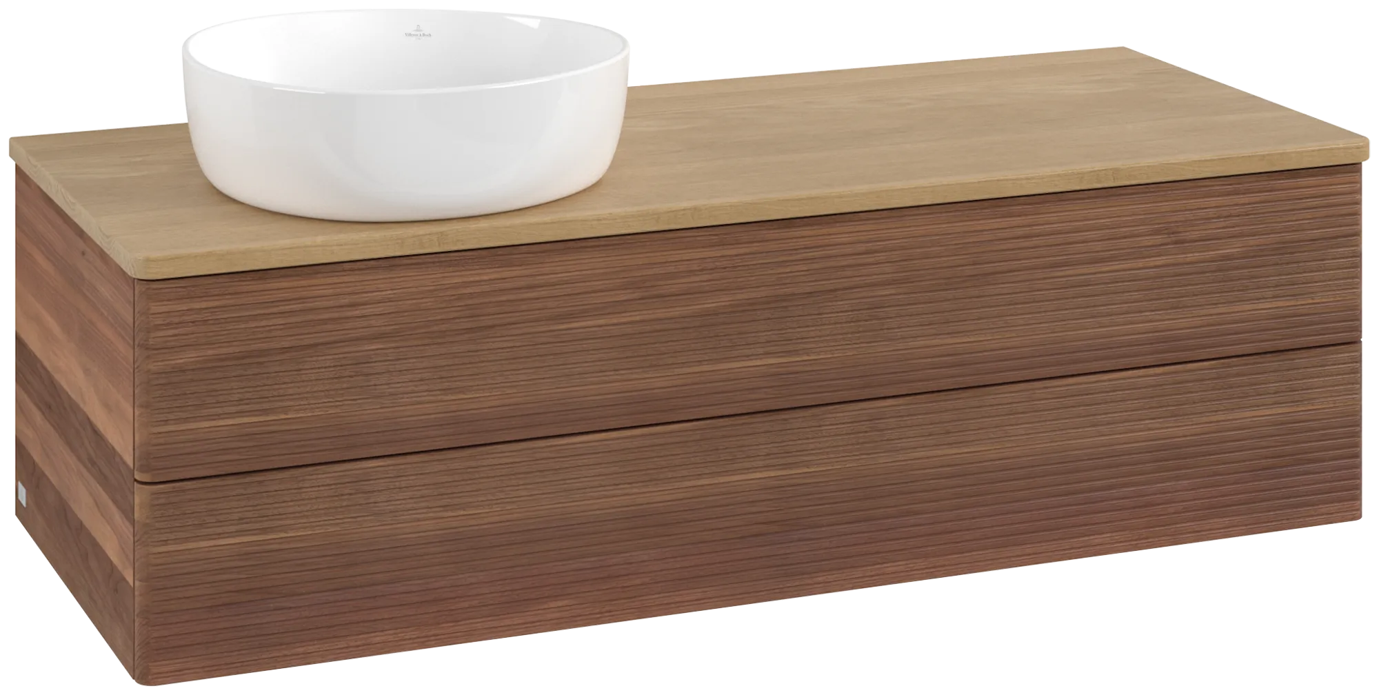 Bild von VILLEROY BOCH Antao Waschbeckenunterschrank, 2 Auszüge, 1200 x 360 x 500 mm, Front mit Struktur, Warm Walnut / Honey Oak #K22111HM
