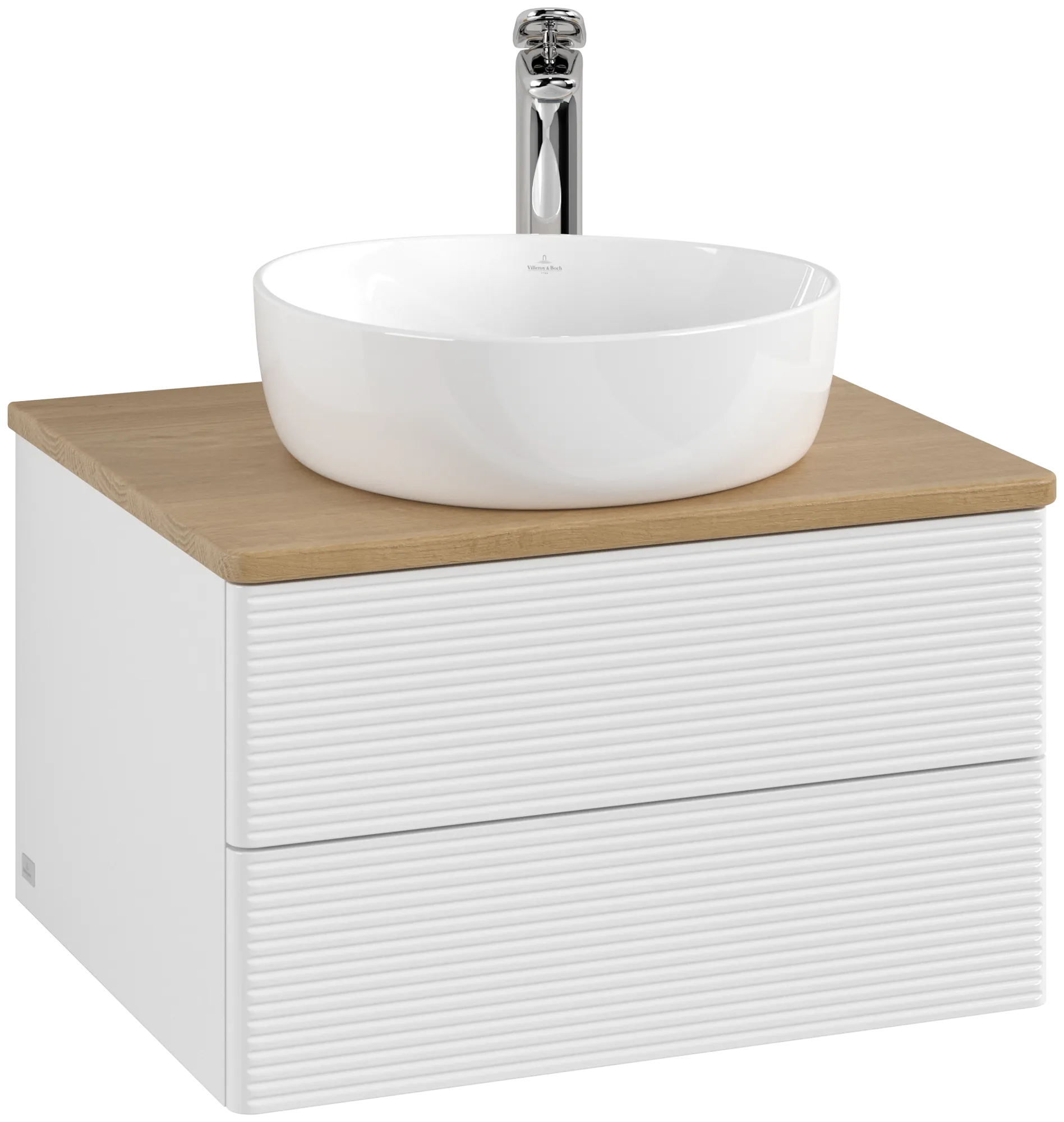 Bild von VILLEROY BOCH Antao Waschbeckenunterschrank, 2 Auszüge, 600 x 360 x 500 mm, Front mit Struktur, Glossy White Lacquer / Honey Oak #K18151GF