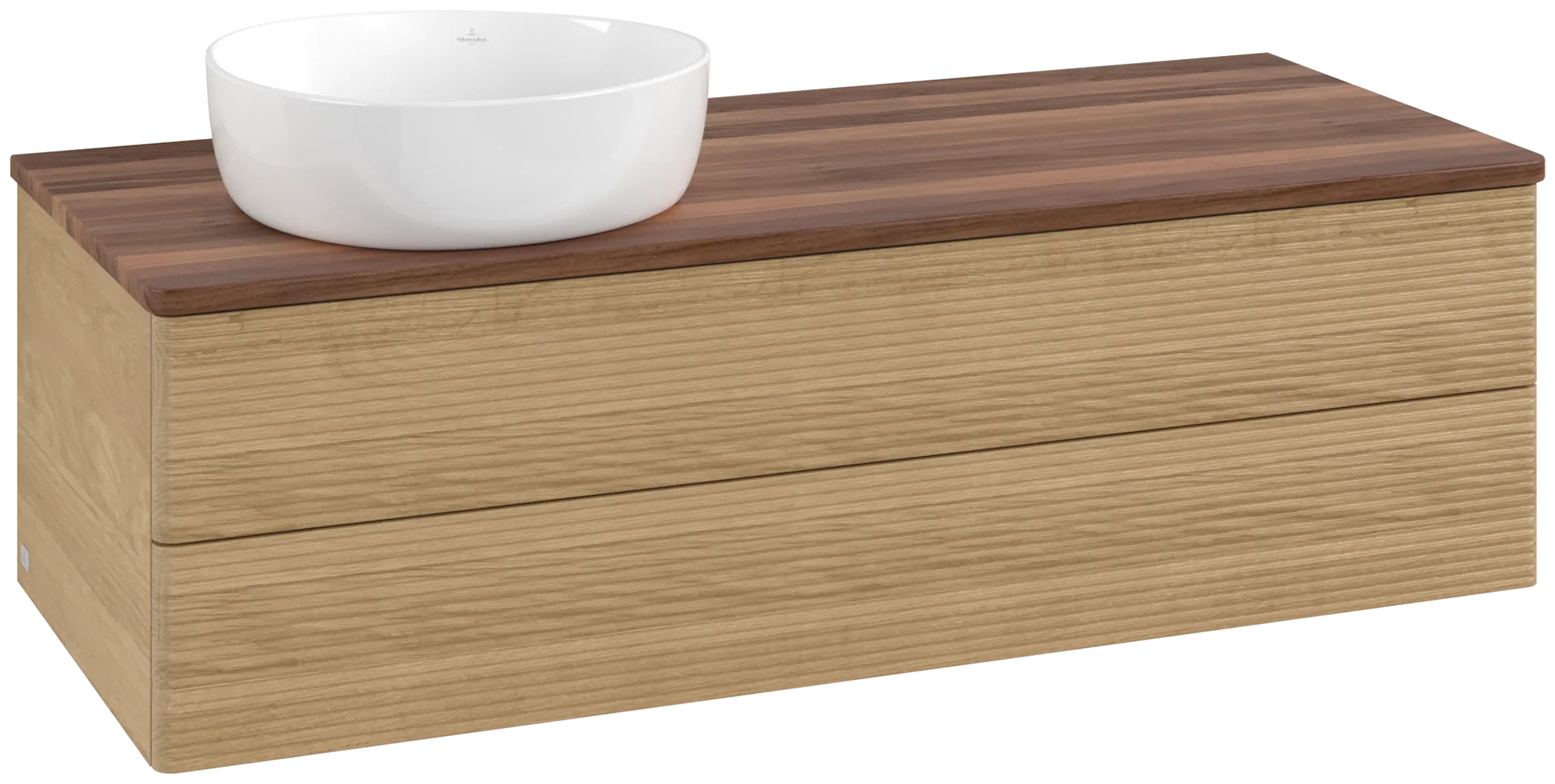 Bild von VILLEROY BOCH Antao Waschbeckenunterschrank, 2 Auszüge, 1200 x 360 x 500 mm, Front mit Struktur, Honey Oak / Warm Walnut #K22112HN