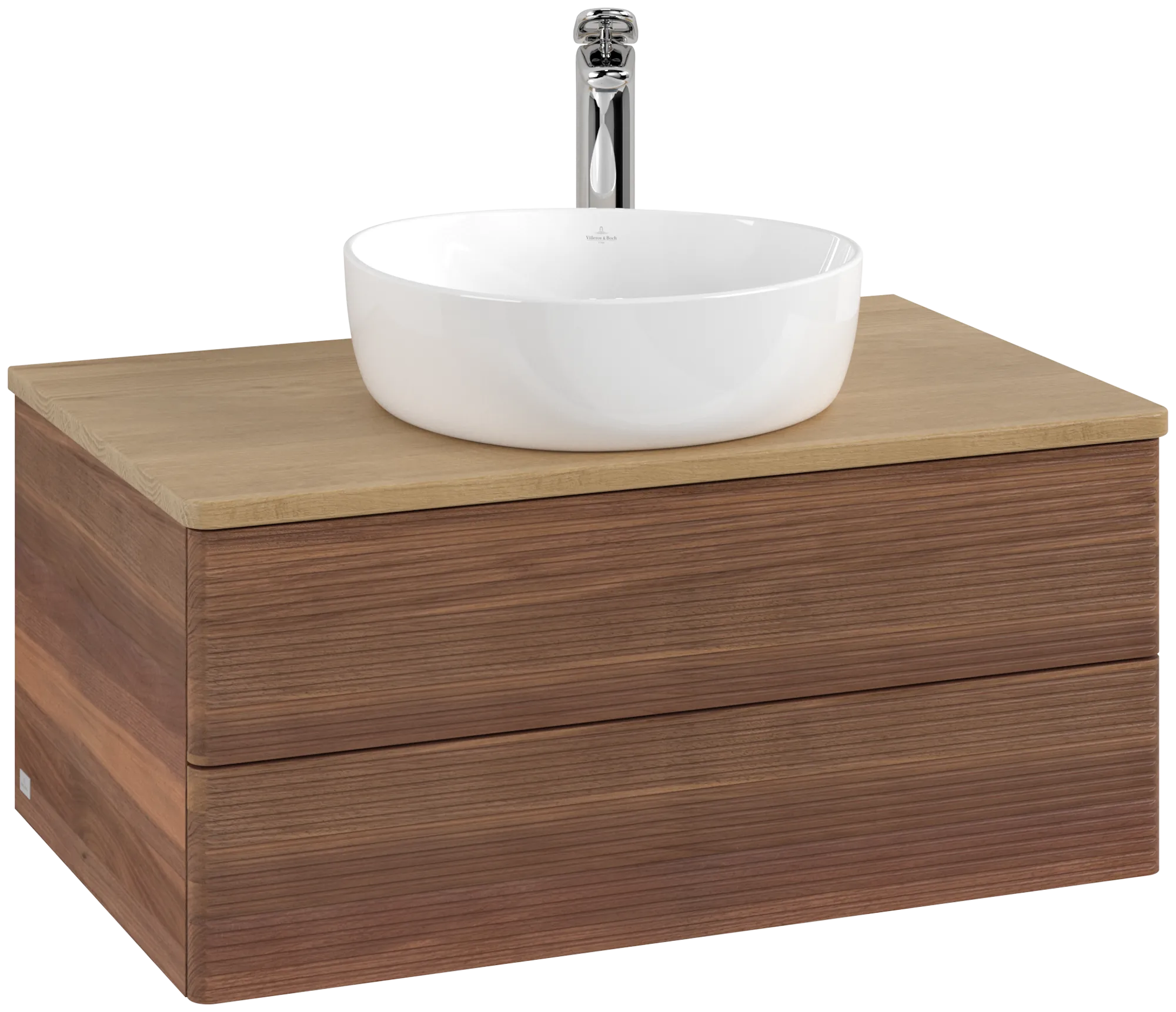 Bild von VILLEROY BOCH Antao Waschbeckenunterschrank, 2 Auszüge, 800 x 360 x 500 mm, Front mit Struktur, Warm Walnut / Honey Oak #K19151HM