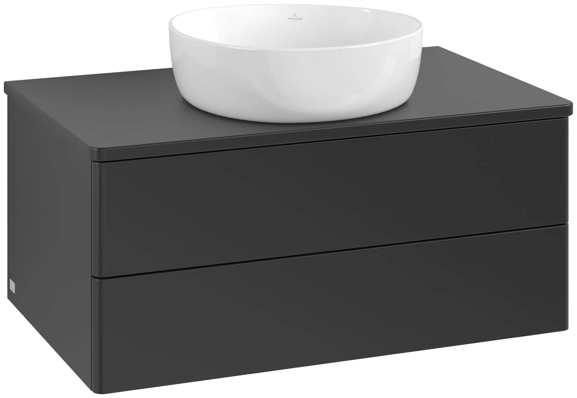 Bild von VILLEROY BOCH Antao Waschbeckenunterschrank, 2 Auszüge, 800 x 360 x 500 mm, Front ohne Struktur, Black Matt Lacquer / Black Matt Lacquer #K19050PD