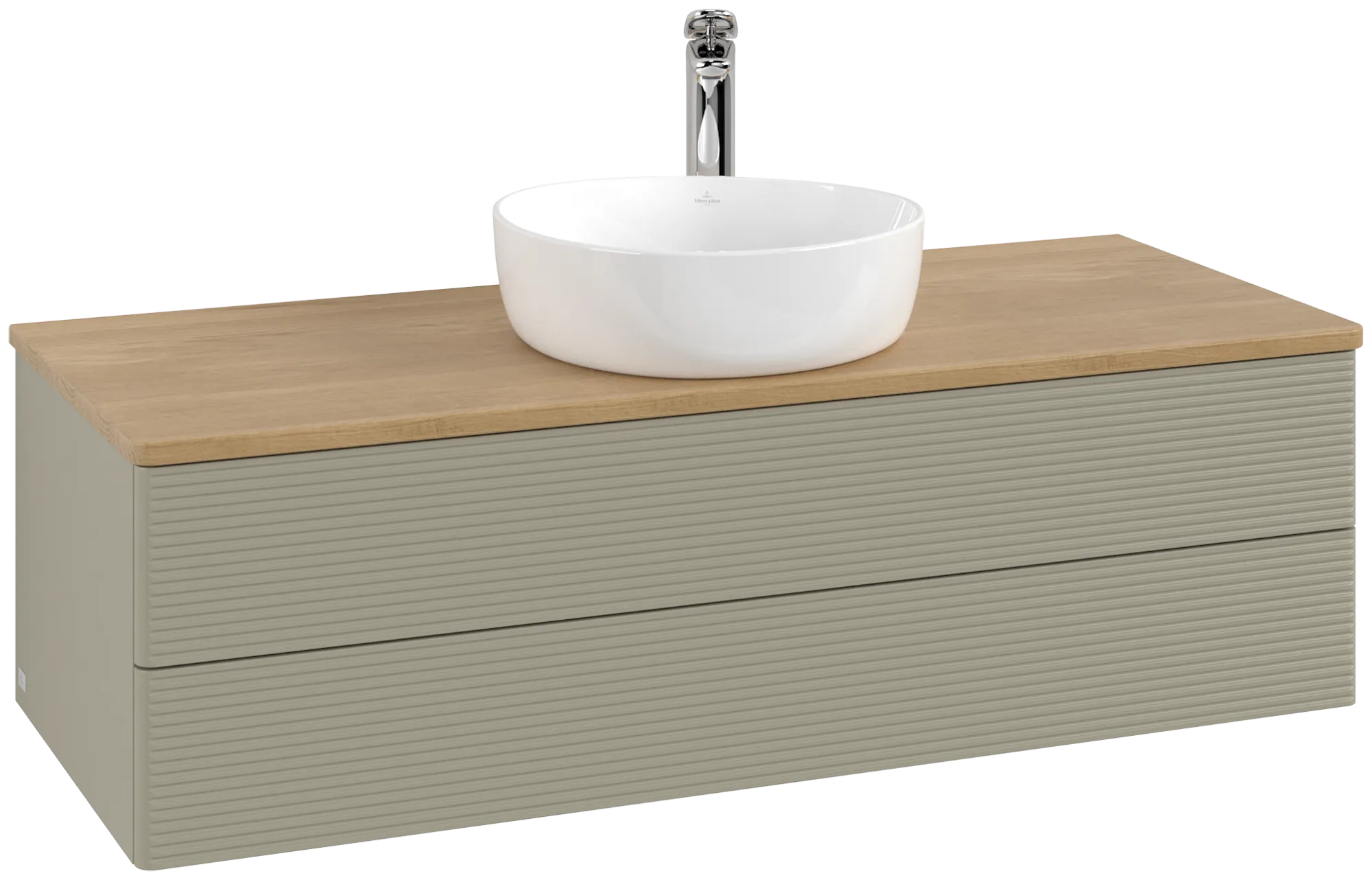 Bild von VILLEROY BOCH Antao Waschbeckenunterschrank, 2 Auszüge, 1200 x 360 x 500 mm, Front mit Struktur, Stone Grey Matt Lacquer / Honey Oak #K21151HK