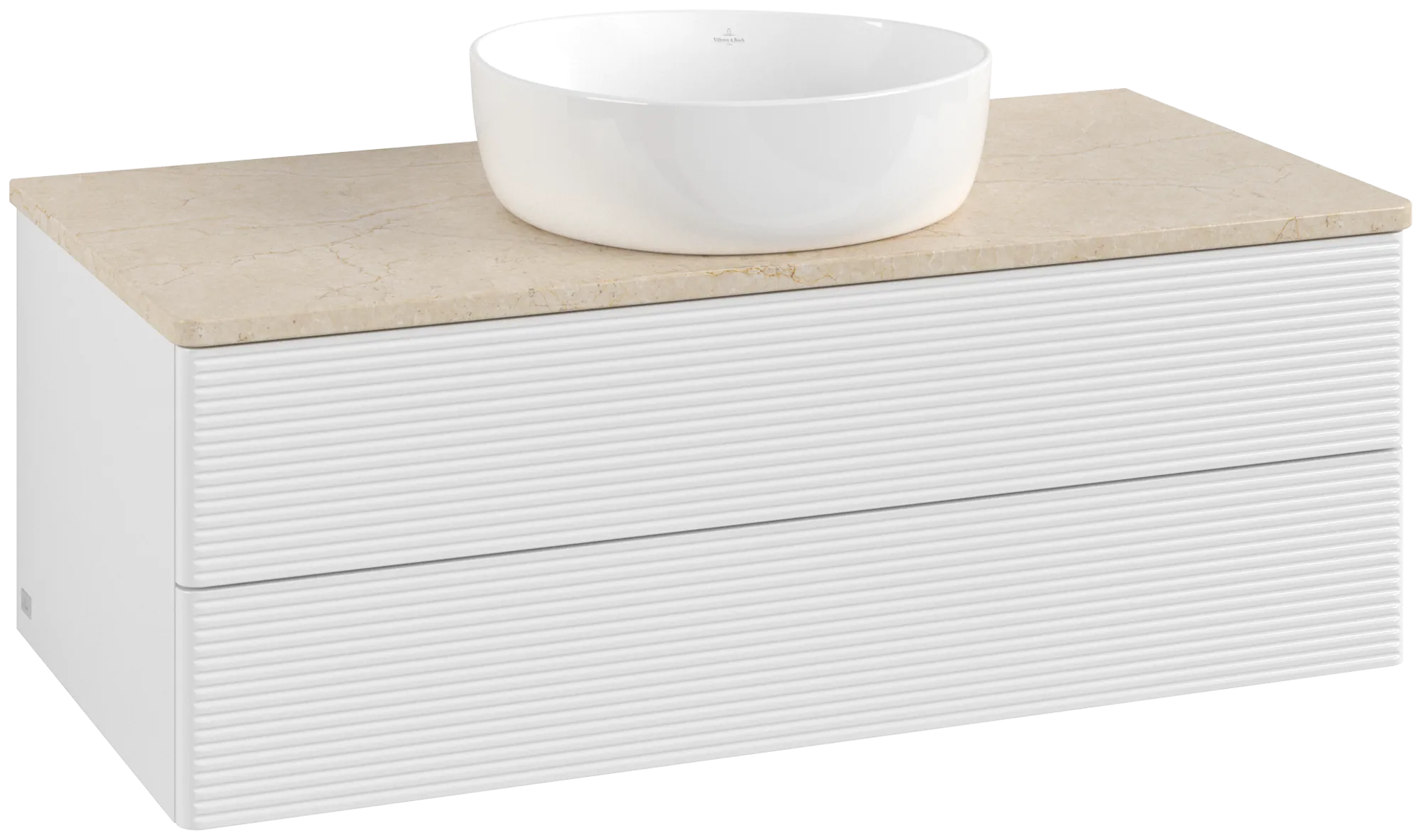 Bild von VILLEROY BOCH Antao Waschbeckenunterschrank, 2 Auszüge, 1000 x 360 x 500 mm, Front mit Struktur, Glossy White Lacquer / Botticino #K20113GF