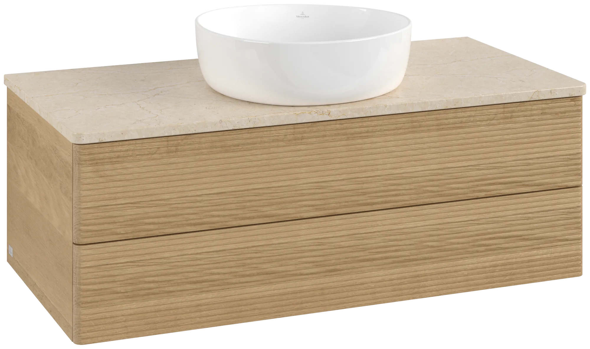 Bild von VILLEROY BOCH Antao Waschbeckenunterschrank, 2 Auszüge, 1000 x 360 x 500 mm, Front mit Struktur, Honey Oak / Botticino #K20113HN