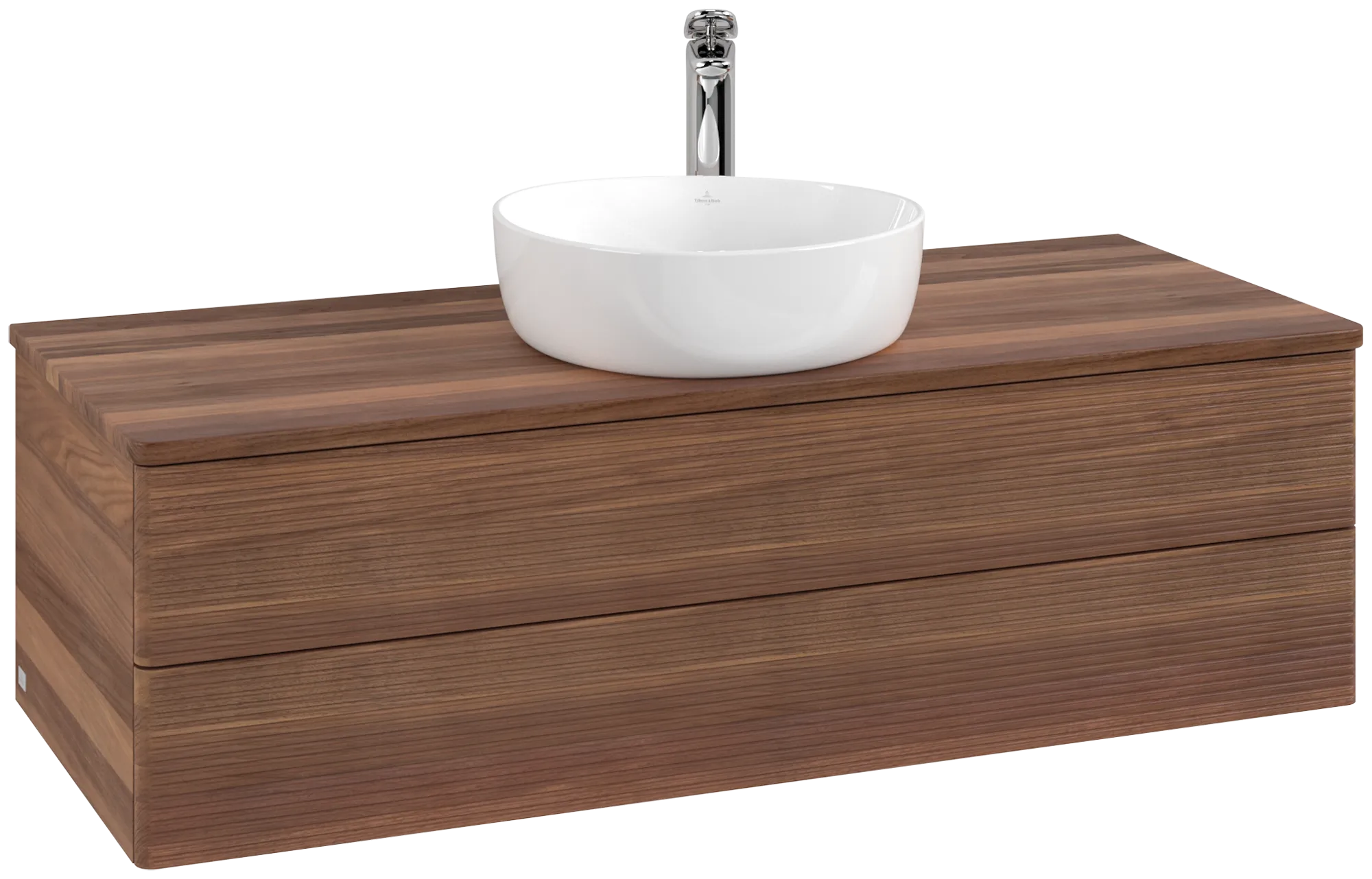 Bild von VILLEROY BOCH Antao Waschbeckenunterschrank, 2 Auszüge, 1200 x 360 x 500 mm, Front mit Struktur, Warm Walnut / Warm Walnut #K21152HM