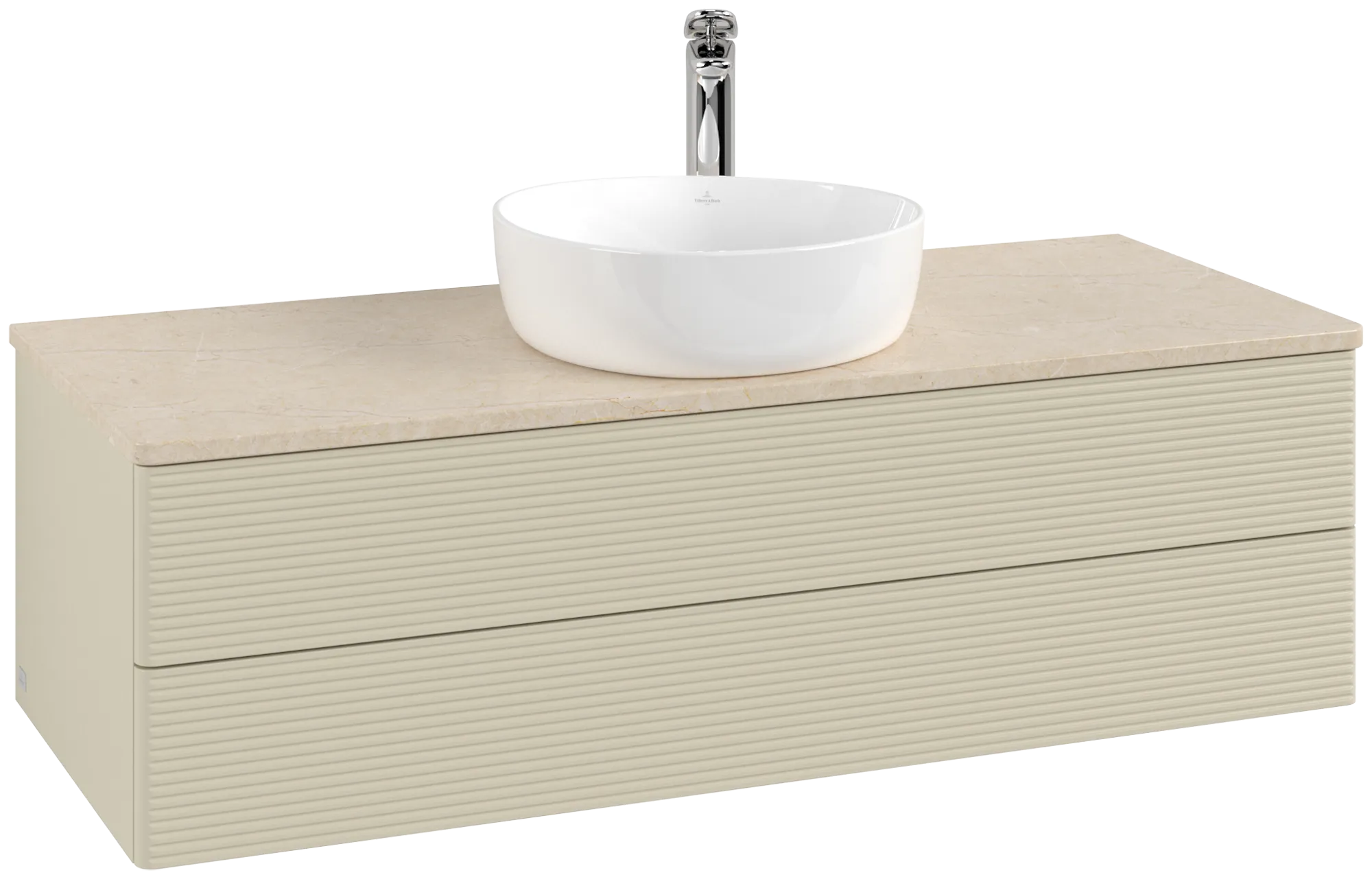 Bild von VILLEROY BOCH Antao Waschbeckenunterschrank, 2 Auszüge, 1200 x 360 x 500 mm, Front mit Struktur, Silk Grey Matt Lacquer / Botticino #K21153HJ
