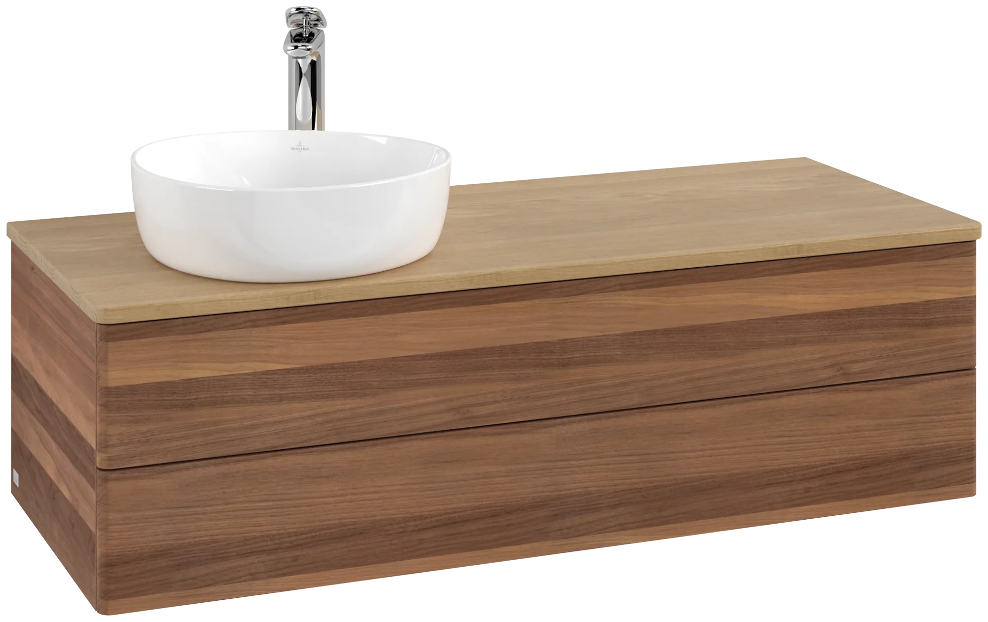 Bild von VILLEROY BOCH Antao Waschbeckenunterschrank, 2 Auszüge, 1200 x 360 x 500 mm, Front ohne Struktur, Warm Walnut / Honey Oak #K22051HM