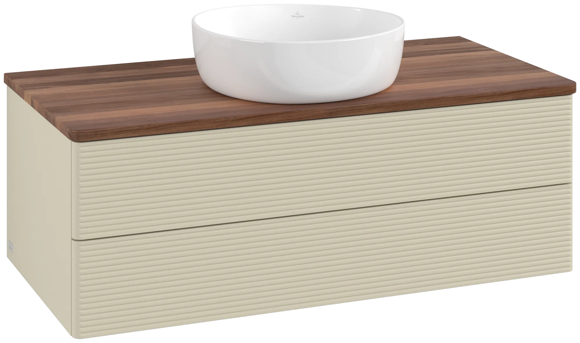 Bild von VILLEROY BOCH Antao Waschbeckenunterschrank, 2 Auszüge, 1000 x 360 x 500 mm, Front mit Struktur, Silk Grey Matt Lacquer / Warm Walnut #K20112HJ