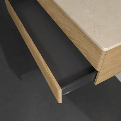 Bild von VILLEROY BOCH Antao Waschbeckenunterschrank, 2 Auszüge, 1200 x 360 x 500 mm, Front mit Struktur, Honey Oak / Botticino #K22153HN