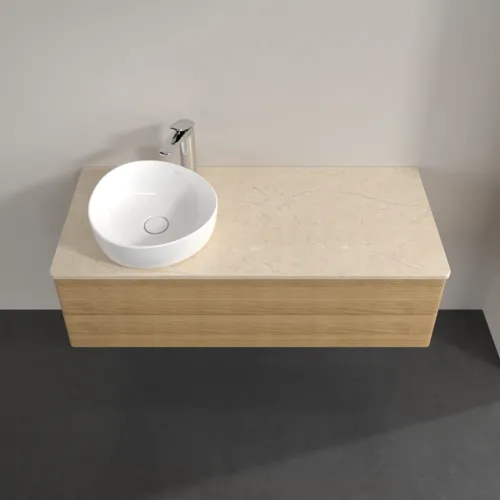 Bild von VILLEROY BOCH Antao Waschbeckenunterschrank, 2 Auszüge, 1200 x 360 x 500 mm, Front mit Struktur, Honey Oak / Botticino #K22153HN