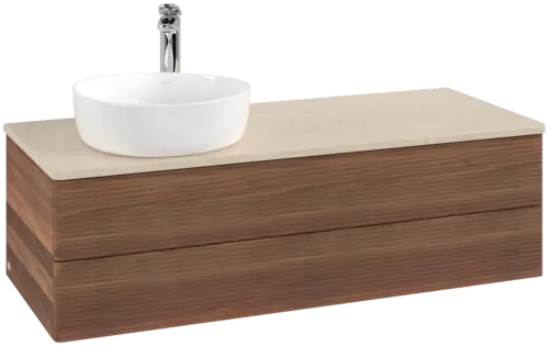 Bild von VILLEROY BOCH Antao Waschbeckenunterschrank, 2 Auszüge, 1200 x 360 x 500 mm, Front mit Struktur, Warm Walnut / Botticino #K22153HM