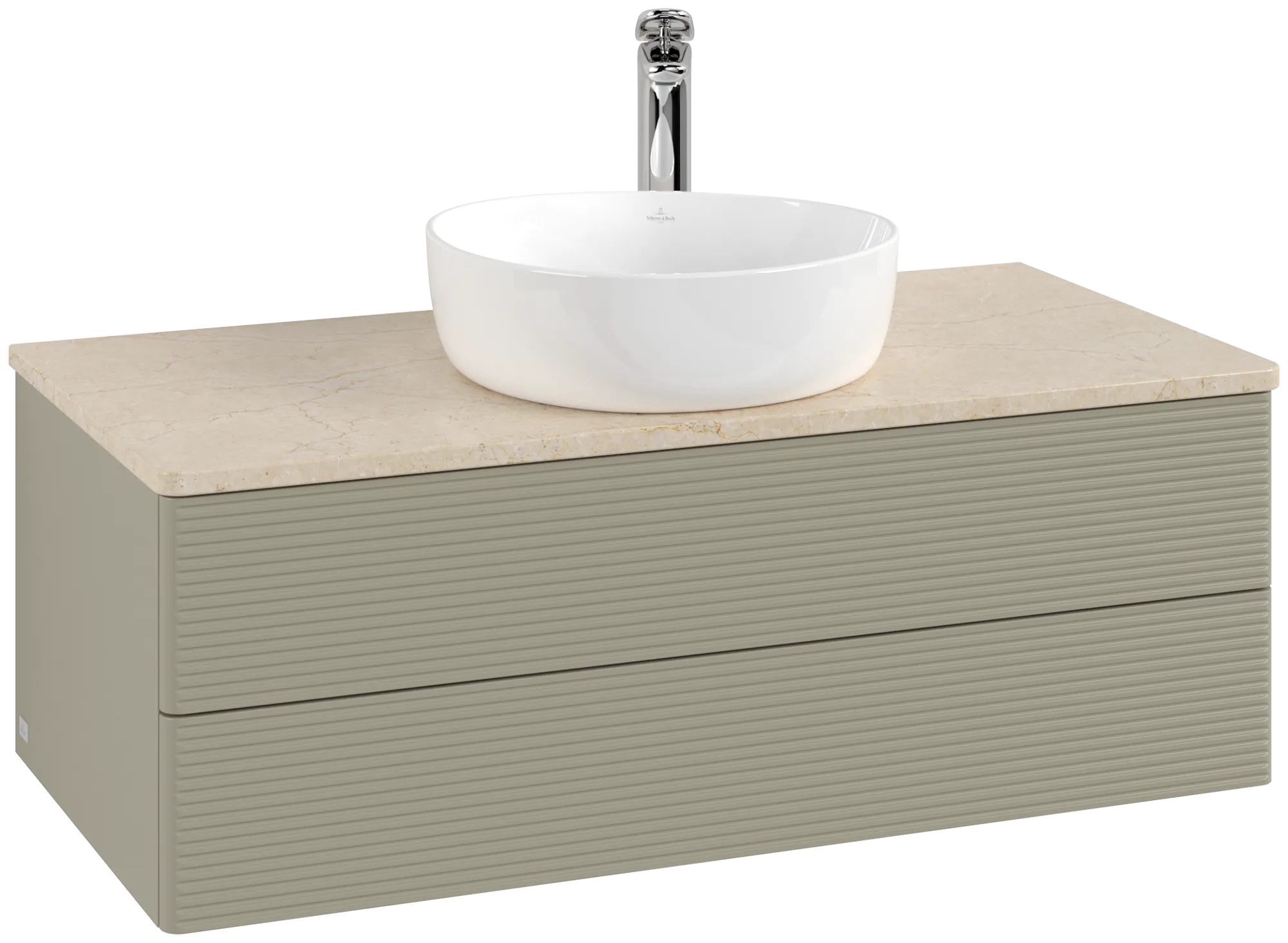 Bild von VILLEROY BOCH Antao Waschbeckenunterschrank, 2 Auszüge, 1000 x 360 x 500 mm, Front mit Struktur, Stone Grey Matt Lacquer / Botticino #K20153HK