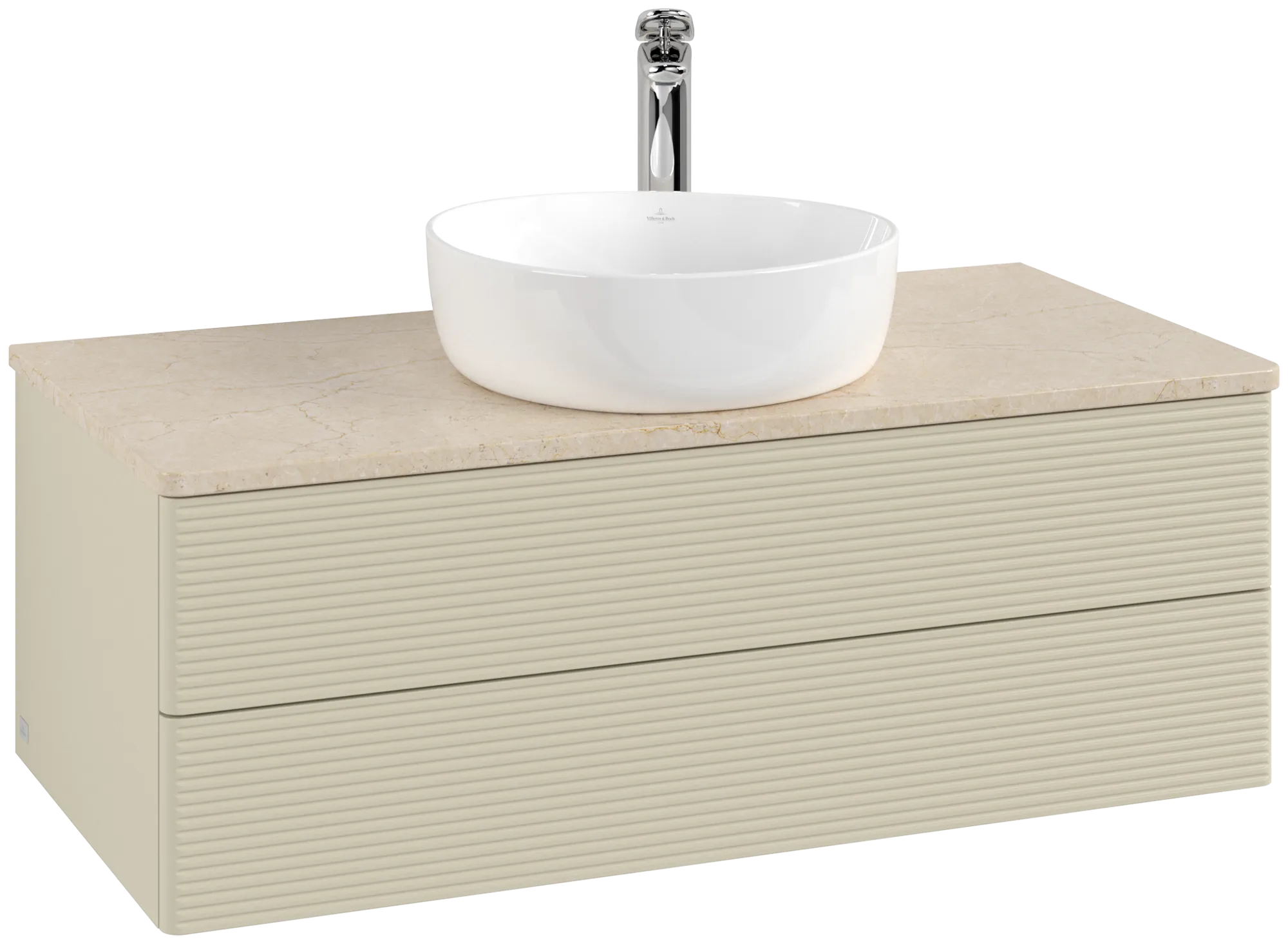 Bild von VILLEROY BOCH Antao Waschbeckenunterschrank, 2 Auszüge, 1000 x 360 x 500 mm, Front mit Struktur, Silk Grey Matt Lacquer / Botticino #K20153HJ