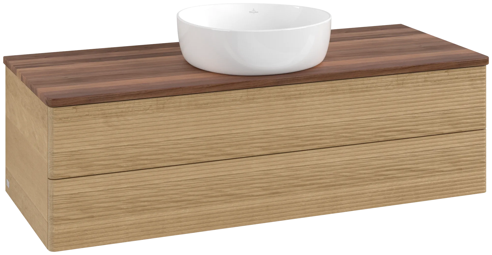 Bild von VILLEROY BOCH Antao Waschbeckenunterschrank, 2 Auszüge, 1200 x 360 x 500 mm, Front mit Struktur, Honey Oak / Warm Walnut #K21112HN