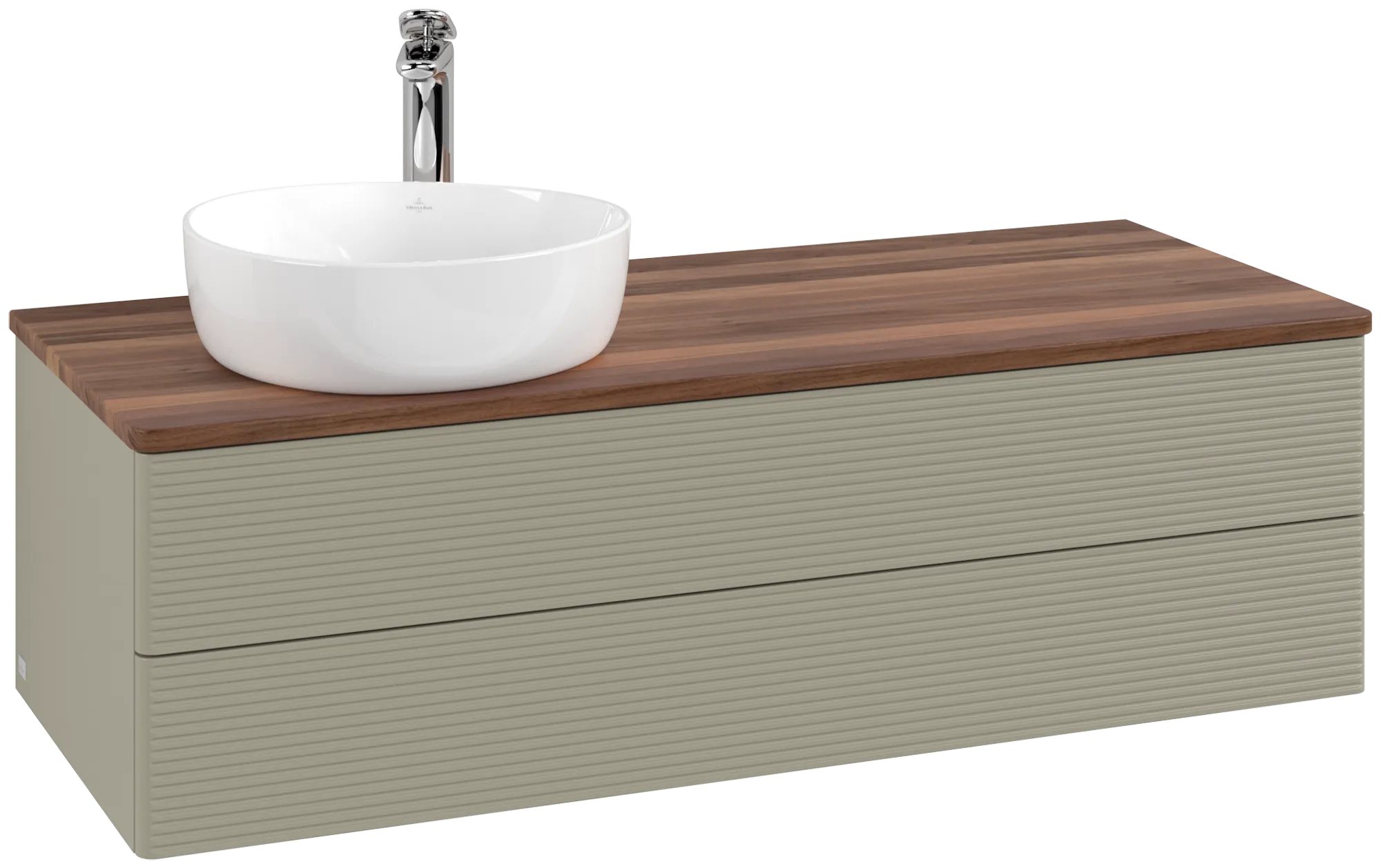 Bild von VILLEROY BOCH Antao Waschbeckenunterschrank, 2 Auszüge, 1200 x 360 x 500 mm, Front mit Struktur, Stone Grey Matt Lacquer / Warm Walnut #K22152HK