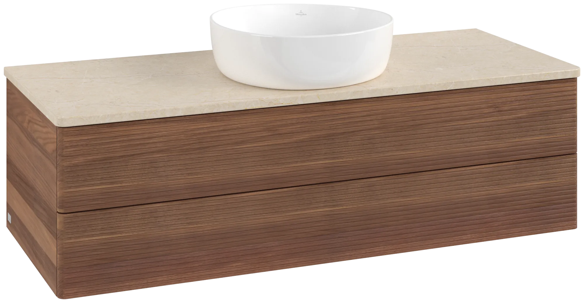 Bild von VILLEROY BOCH Antao Waschbeckenunterschrank, 2 Auszüge, 1200 x 360 x 500 mm, Front mit Struktur, Warm Walnut / Botticino #K21113HM