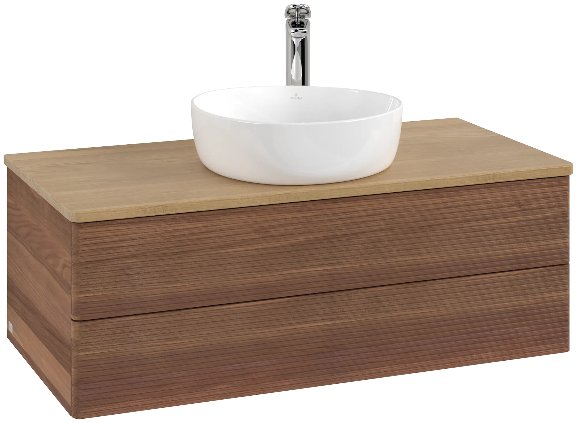 Bild von VILLEROY BOCH Antao Waschbeckenunterschrank, 2 Auszüge, 1000 x 360 x 500 mm, Front mit Struktur, Warm Walnut / Honey Oak #K20151HM