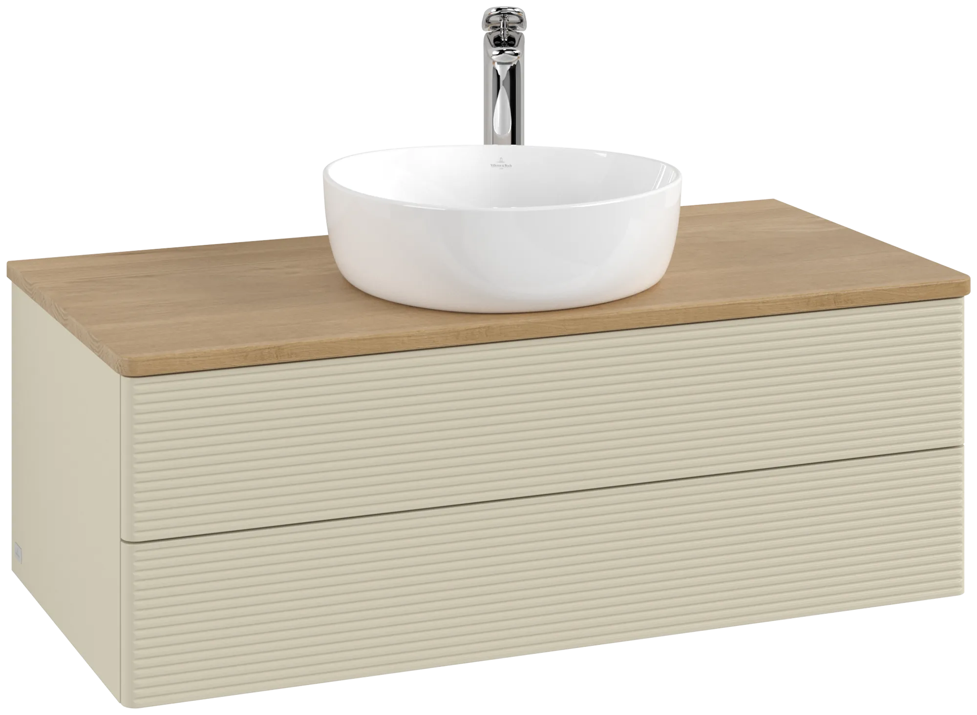 Bild von VILLEROY BOCH Antao Waschbeckenunterschrank, 2 Auszüge, 1000 x 360 x 500 mm, Front mit Struktur, Silk Grey Matt Lacquer / Honey Oak #K20151HJ