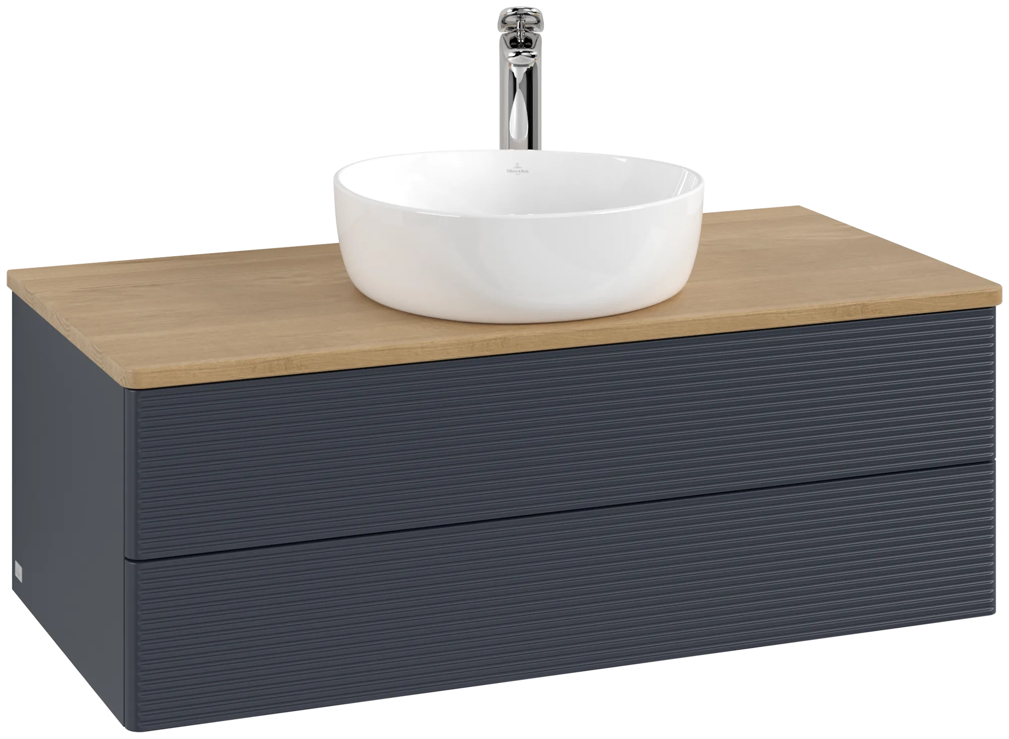 Bild von VILLEROY BOCH Antao Waschbeckenunterschrank, 2 Auszüge, 1000 x 360 x 500 mm, Front mit Struktur, Midnight Blue Matt Lacquer / Honey Oak #K20151HG
