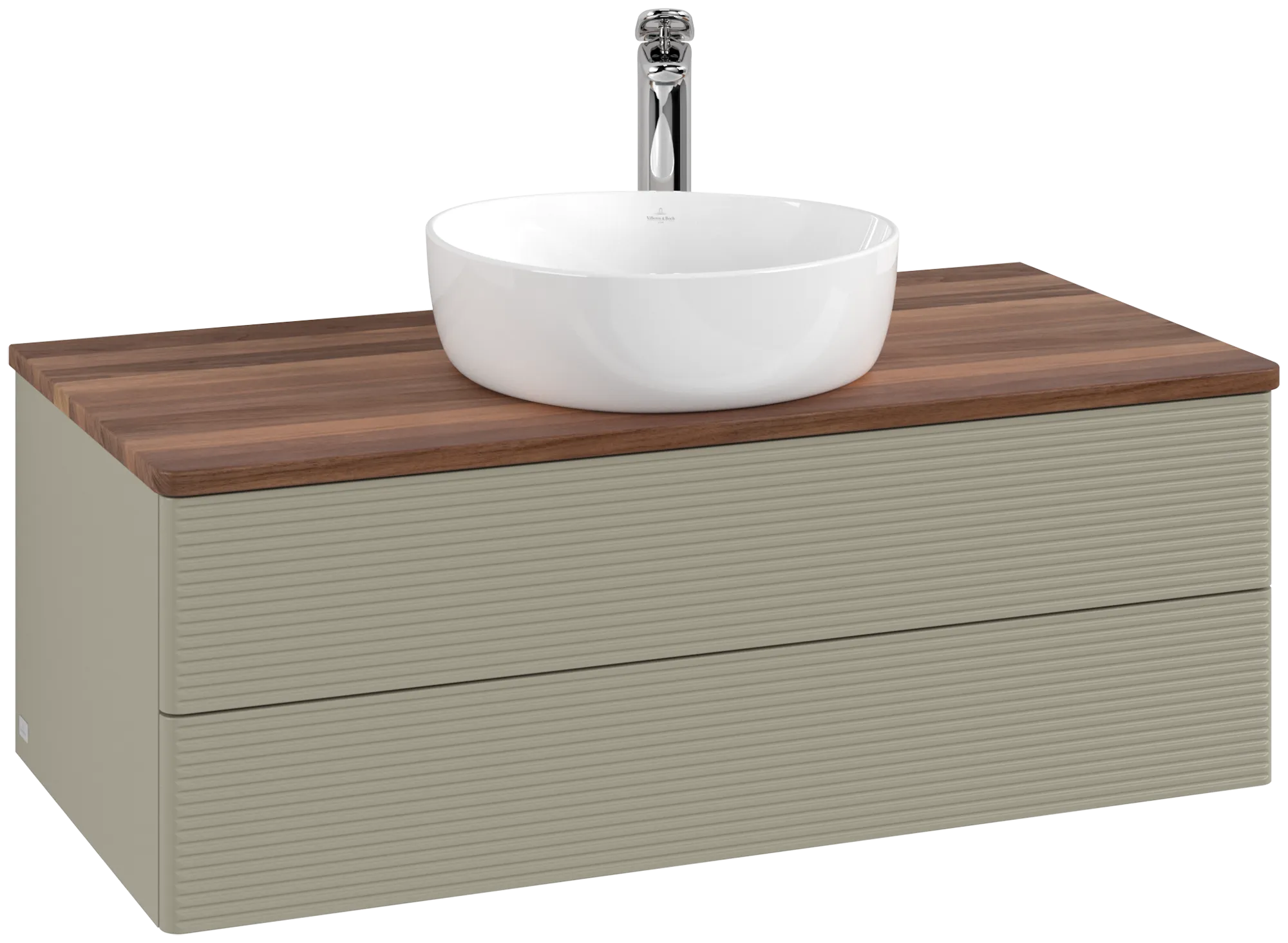 Bild von VILLEROY BOCH Antao Waschbeckenunterschrank, 2 Auszüge, 1000 x 360 x 500 mm, Front mit Struktur, Stone Grey Matt Lacquer / Warm Walnut #K20152HK