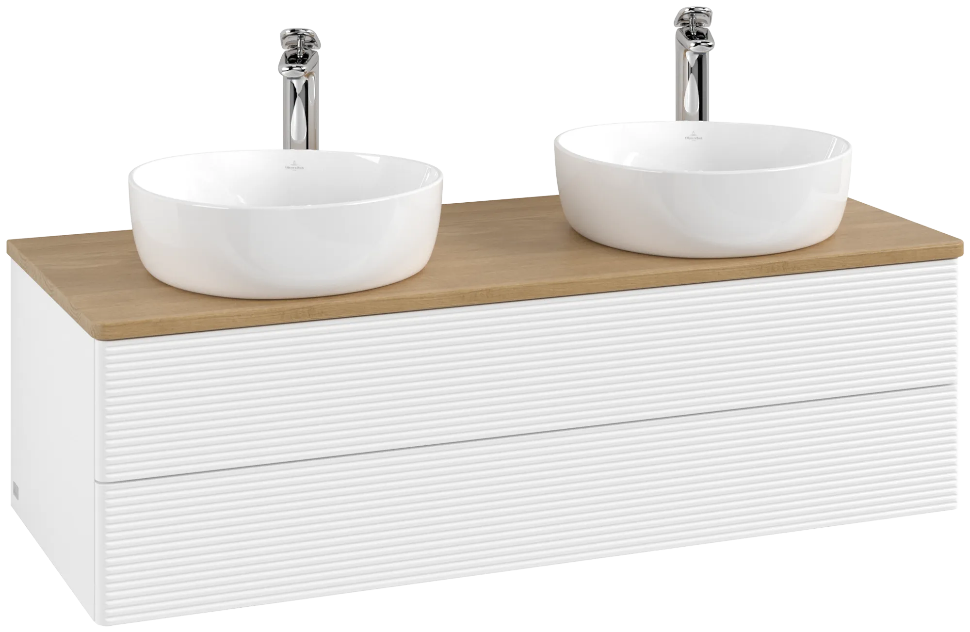 Bild von VILLEROY BOCH Antao Waschbeckenunterschrank, 2 Auszüge, 1200 x 360 x 500 mm, Front mit Struktur, White Matt Lacquer / Honey Oak #K24151MT