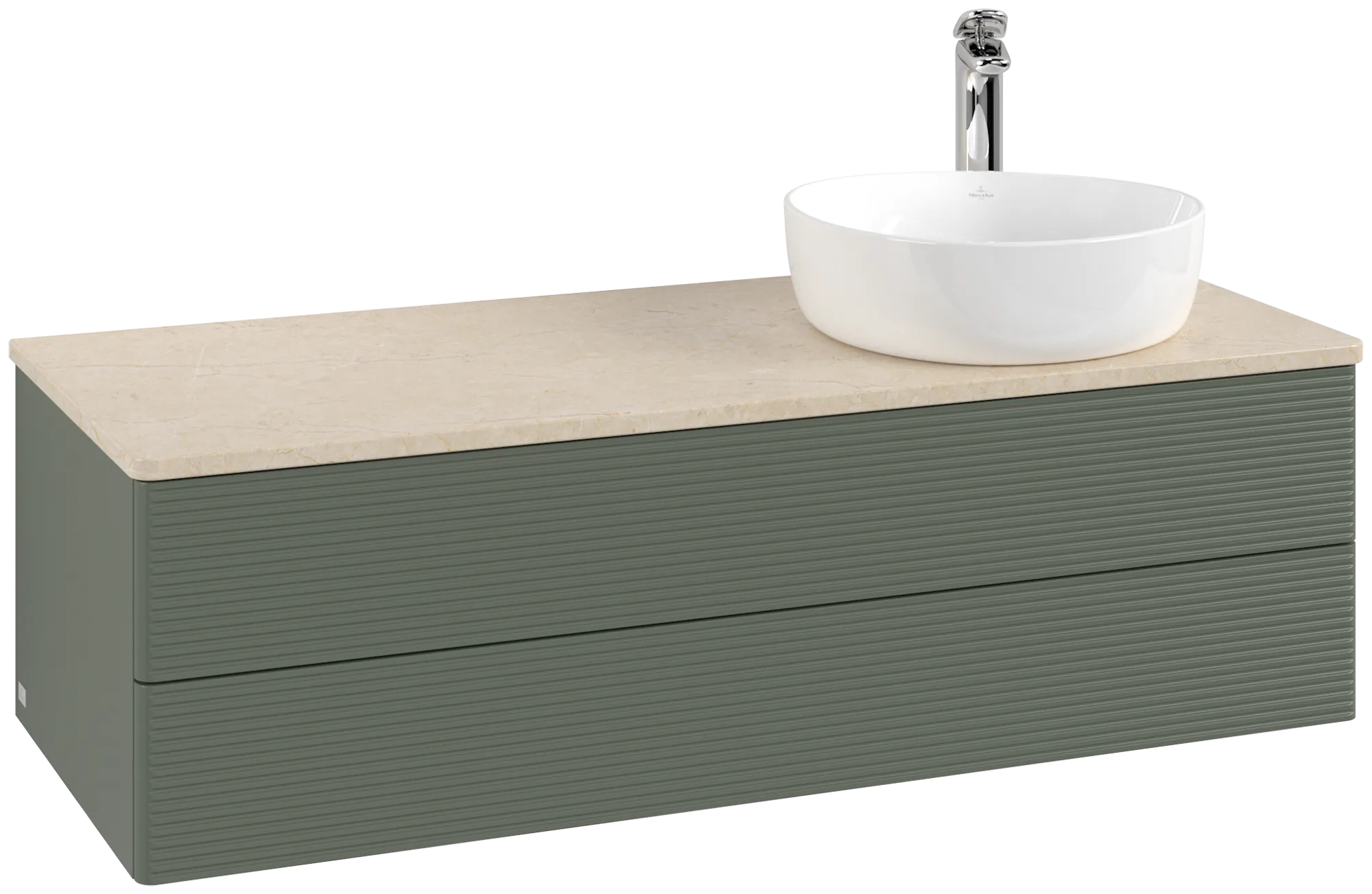 Bild von VILLEROY BOCH Antao Waschbeckenunterschrank, 2 Auszüge, 1200 x 360 x 500 mm, Front mit Struktur, Leaf Green Matt Lacquer / Botticino #K23153HL