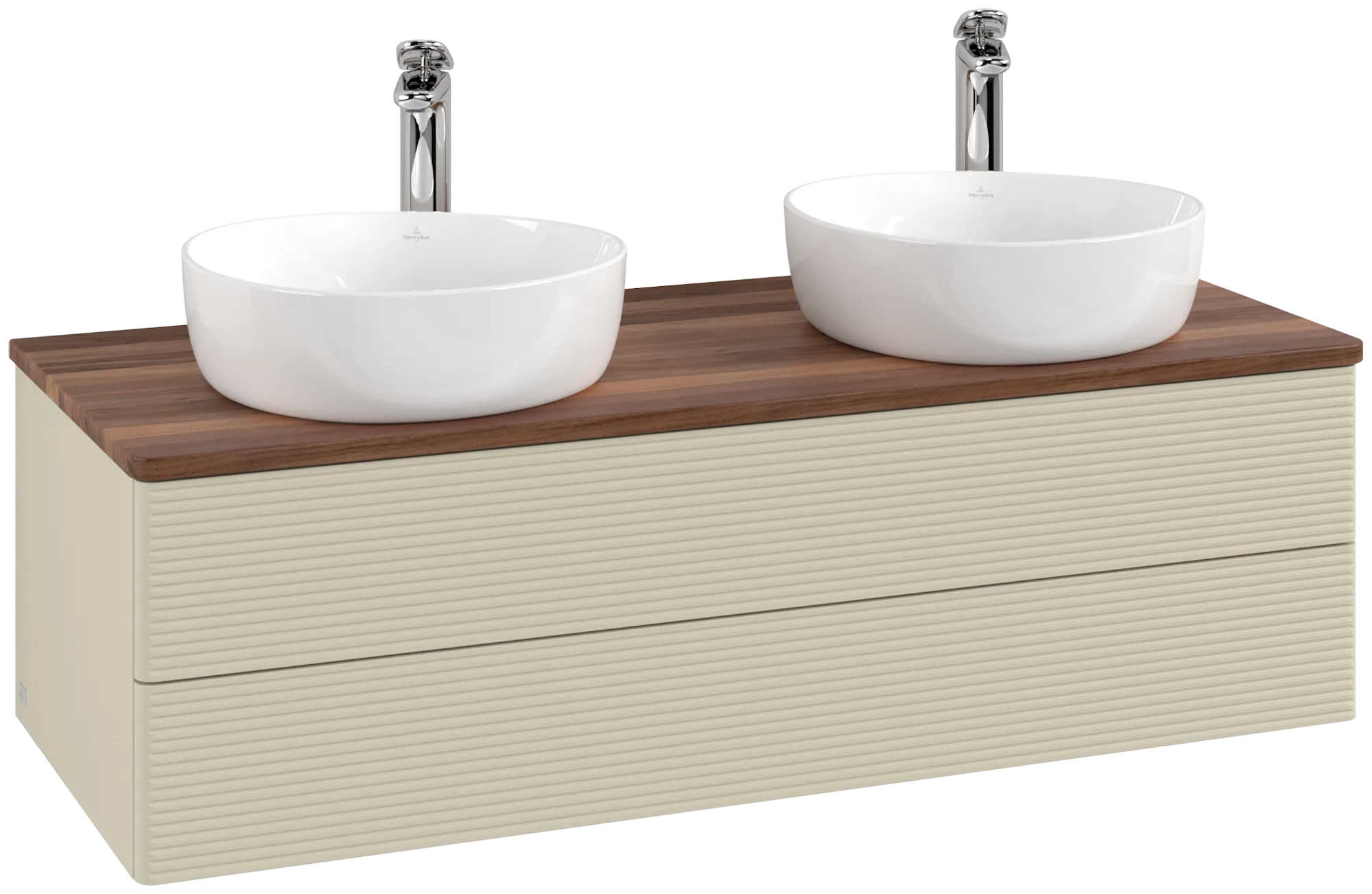 Bild von VILLEROY BOCH Antao Waschbeckenunterschrank, 2 Auszüge, 1200 x 360 x 500 mm, Front mit Struktur, Silk Grey Matt Lacquer / Warm Walnut #K24152HJ