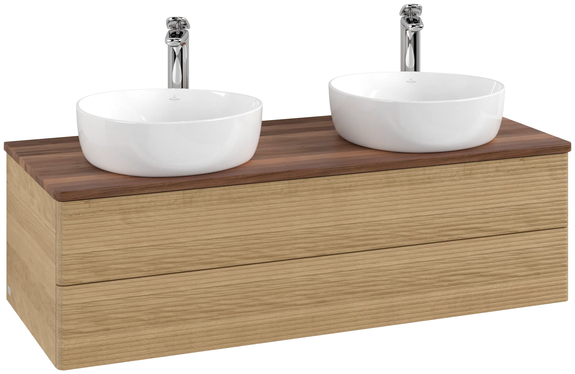 Bild von VILLEROY BOCH Antao Waschbeckenunterschrank, 2 Auszüge, 1200 x 360 x 500 mm, Front mit Struktur, Honey Oak / Warm Walnut #K24152HN