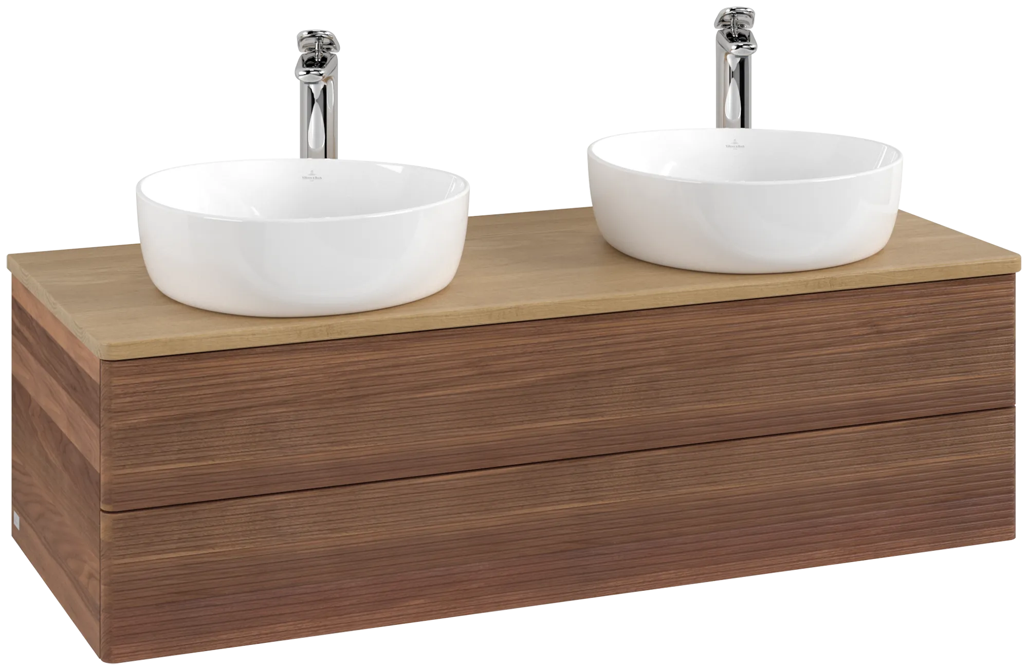 Bild von VILLEROY BOCH Antao Waschbeckenunterschrank, 2 Auszüge, 1200 x 360 x 500 mm, Front mit Struktur, Warm Walnut / Honey Oak #K24151HM