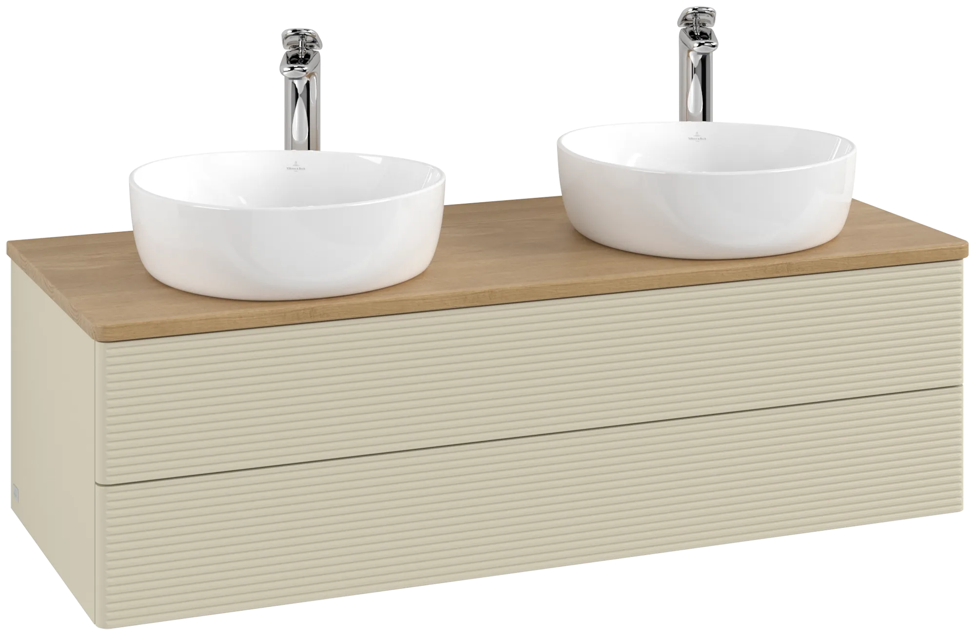 Bild von VILLEROY BOCH Antao Waschbeckenunterschrank, 2 Auszüge, 1200 x 360 x 500 mm, Front mit Struktur, Silk Grey Matt Lacquer / Honey Oak #K24151HJ