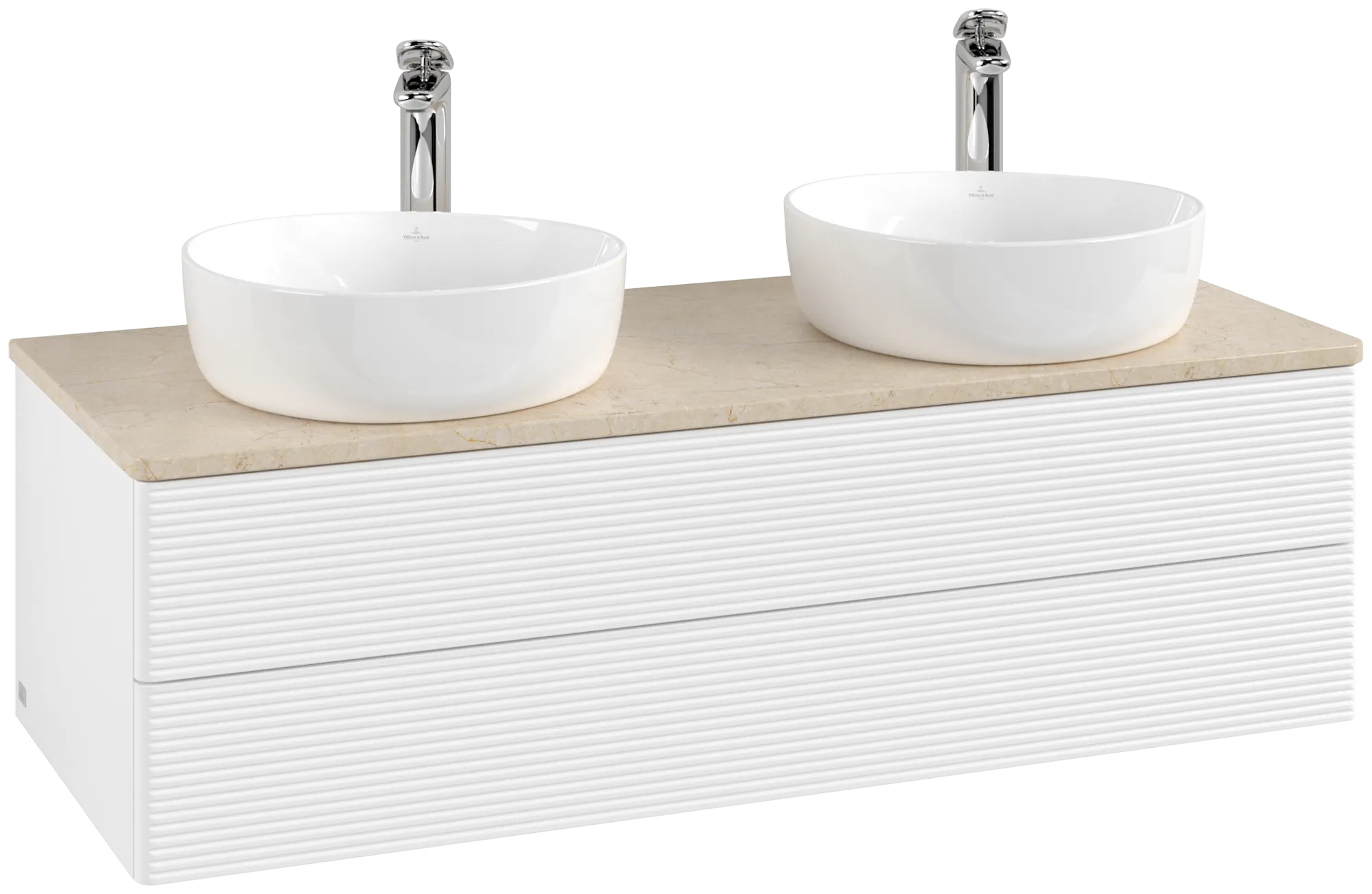 Bild von VILLEROY BOCH Antao Waschbeckenunterschrank, 2 Auszüge, 1200 x 360 x 500 mm, Front mit Struktur, White Matt Lacquer / Botticino #K24153MT